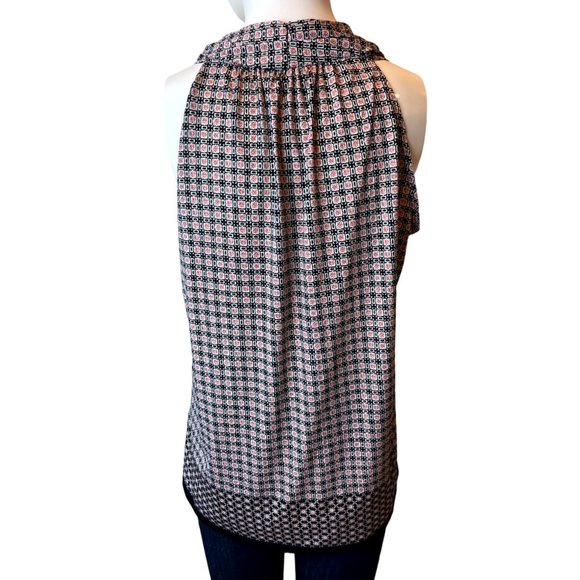 Max Studio Women Medallion Printed V Neck Top Blouse 9701W76 Black Pink Size M - Picture 2 of 7